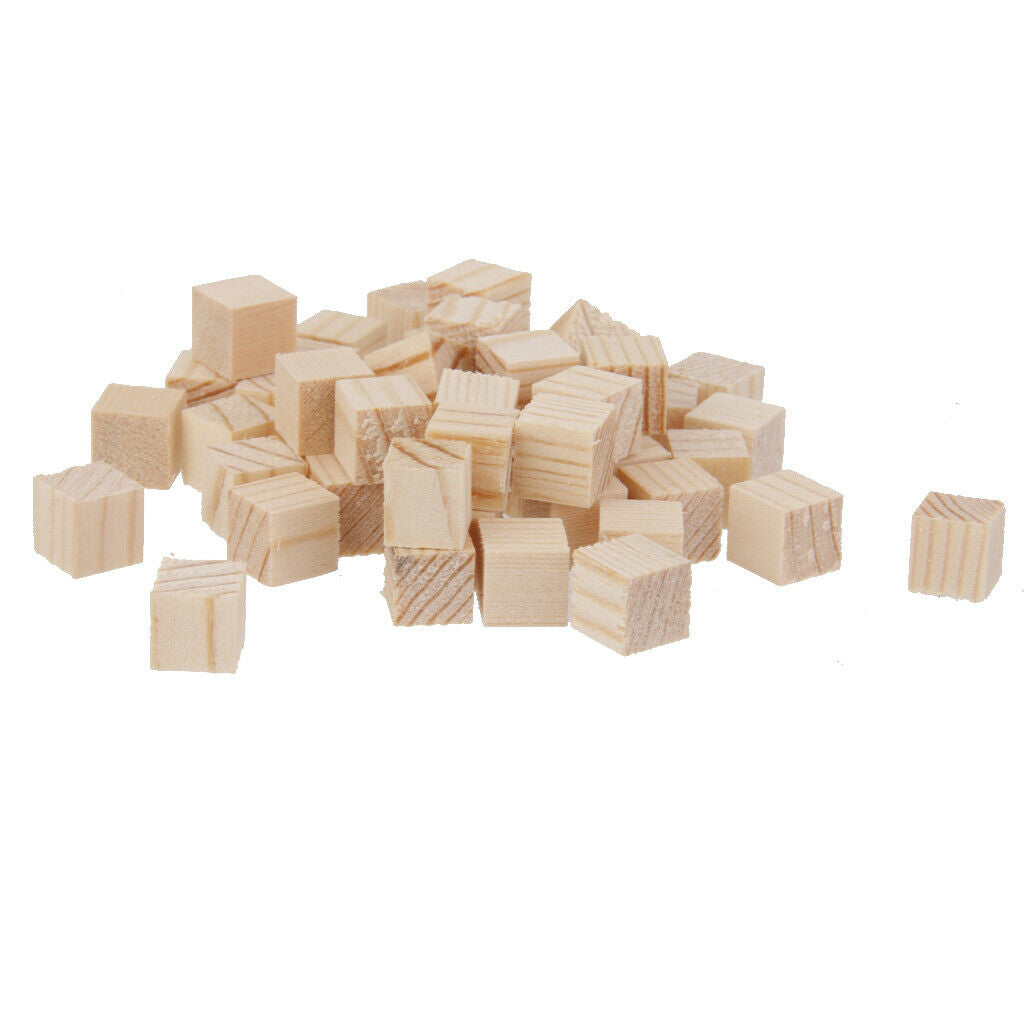 50X 10MM Square Wood Shape Cube Wooden Block Decors Kids Educational Toys