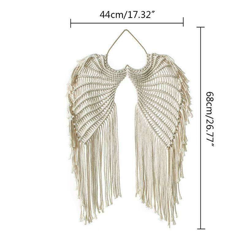 Angels Wing Macrame Tapestry with Long Tassel Handmade Woven Bohemian Wall Decor