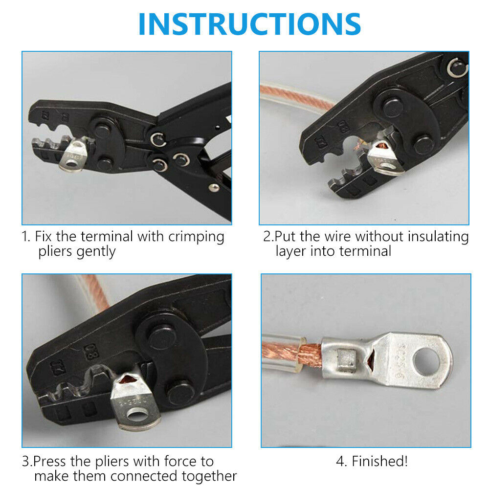 100Pcs Battery Copper Cable Lugs Electrical Wire Connectors Crimp Ring Terminals