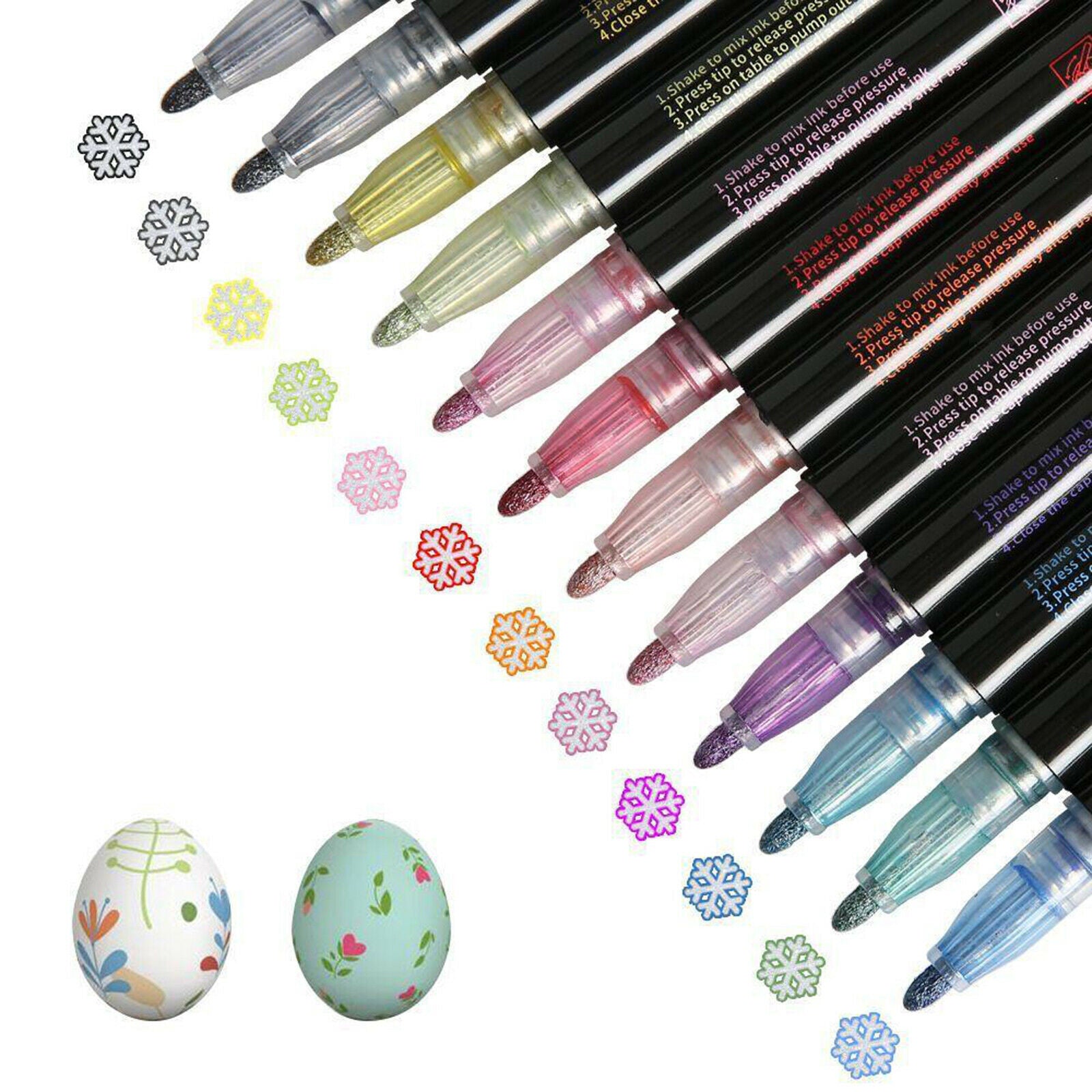 Outline Metallic Marker Pens 12 Colors Double Line Painting Permanent Marker Pen