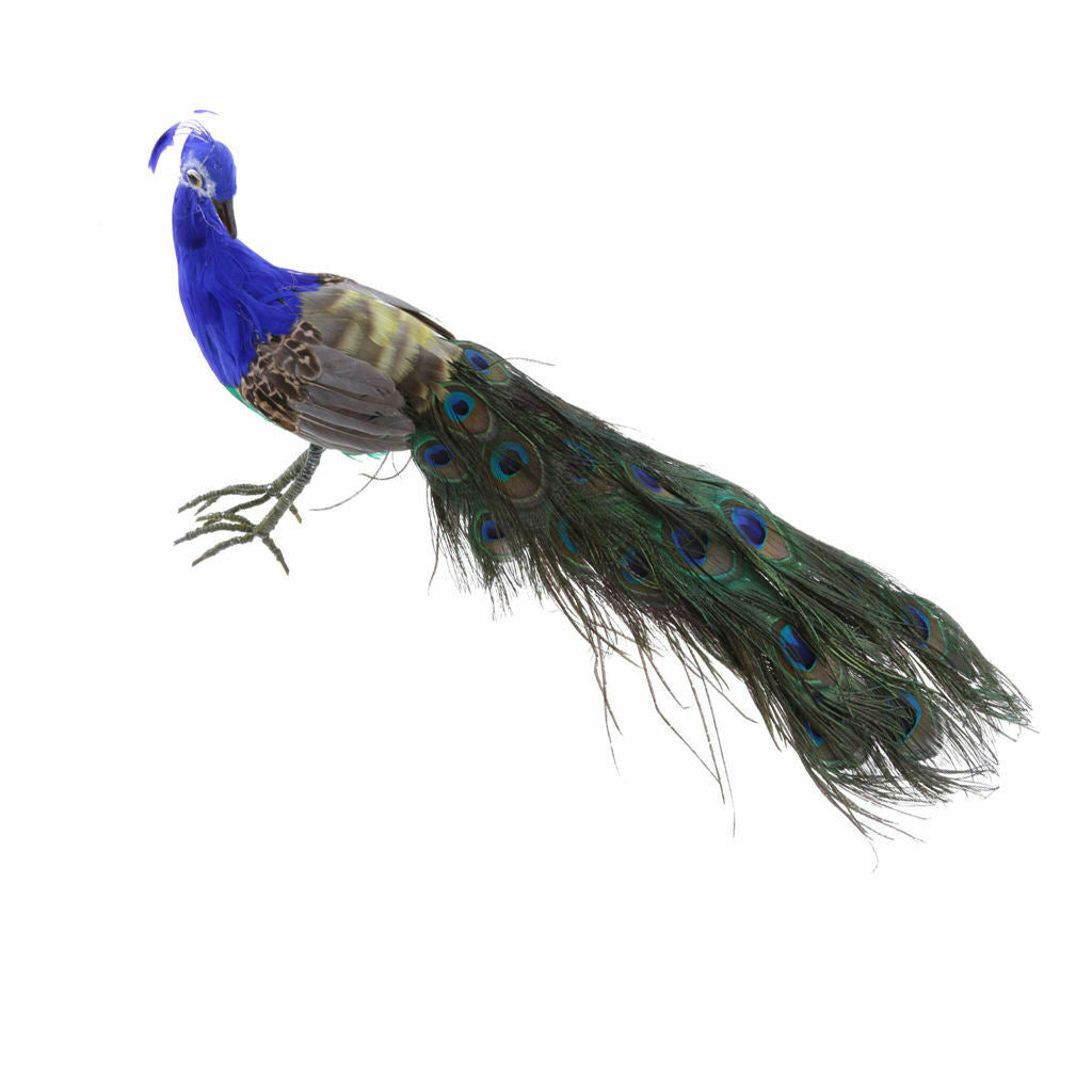 Simulation Lifelike Artificial Feather Peacock Birds Garden Decor Ornaments
