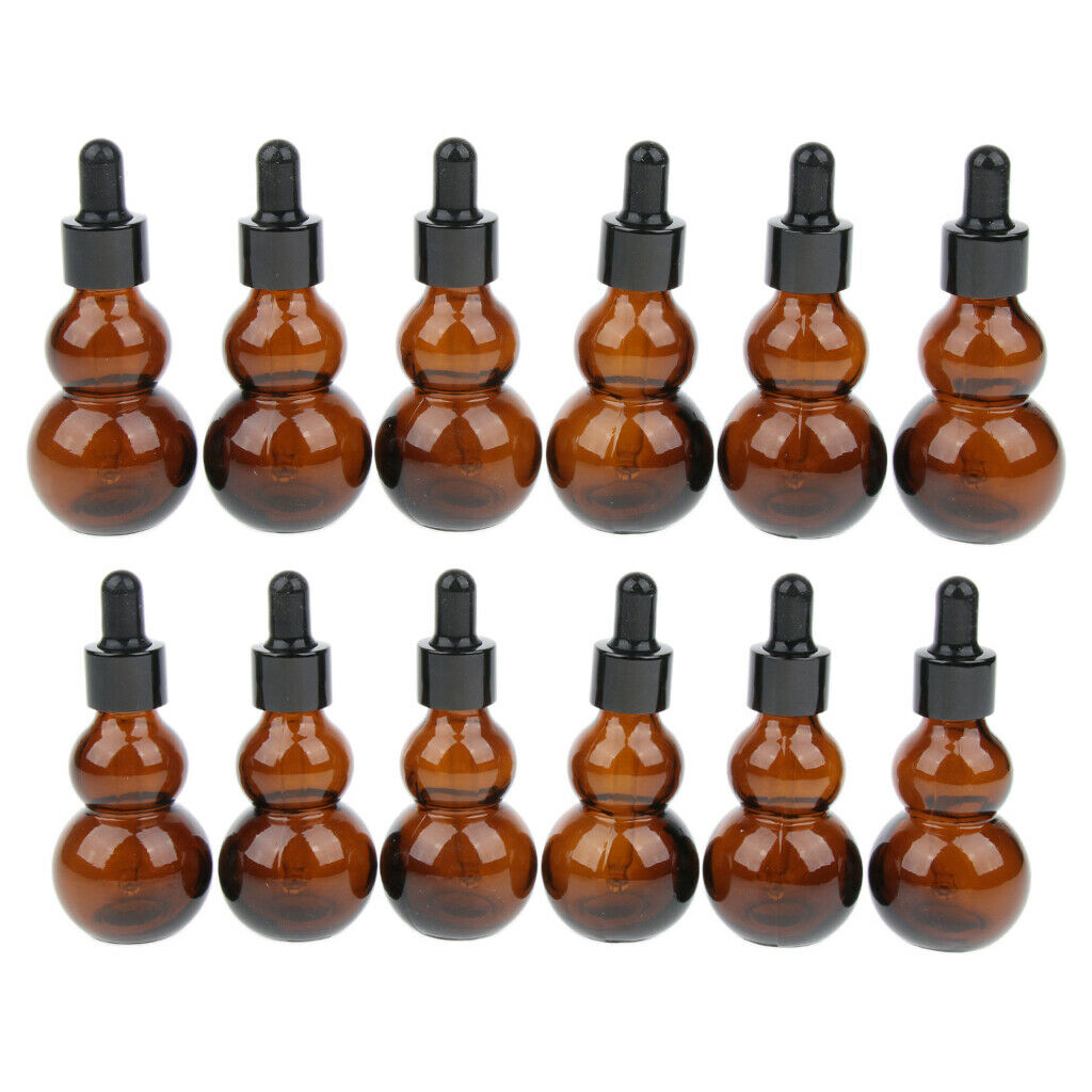 12 Pieces Gourd Glass Dropper Bottles For Essential Oil Makeup 20ml 30ml
