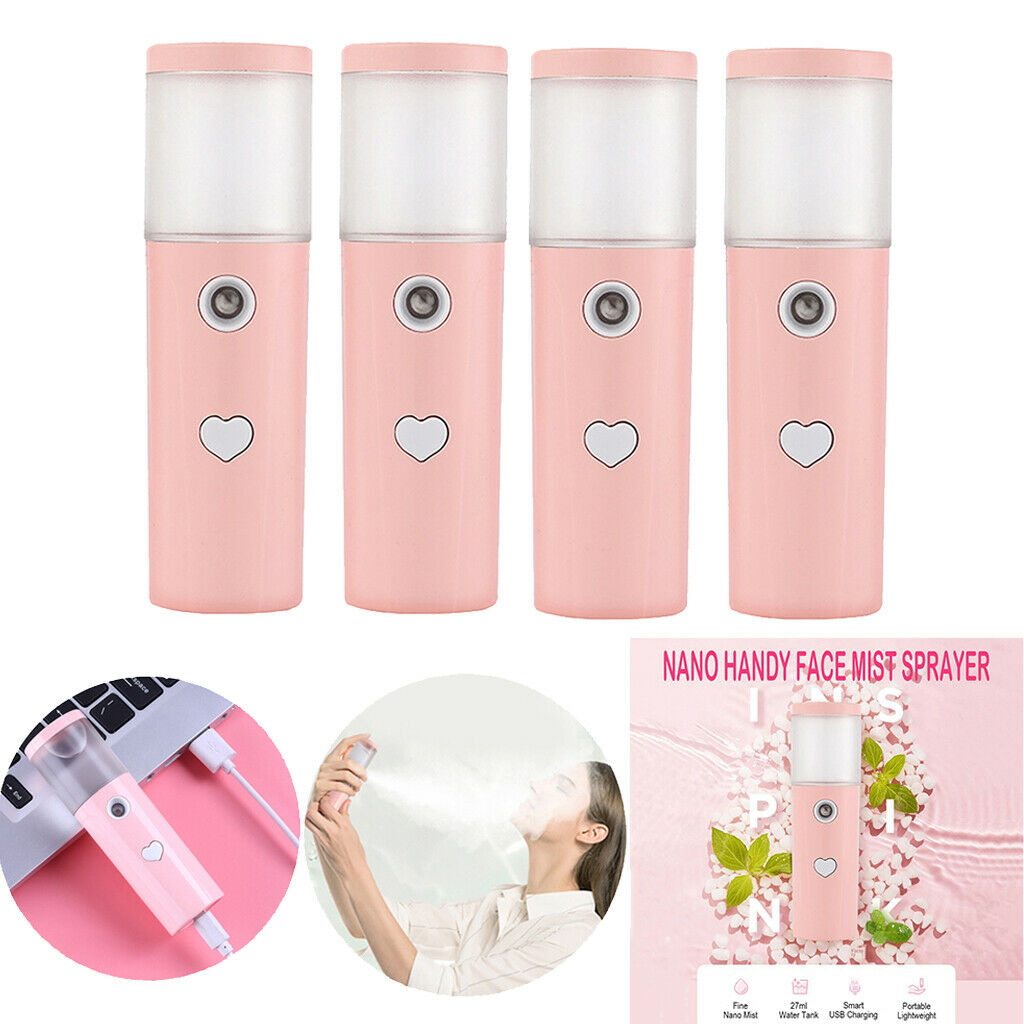 4x Portable Mini Cool Mist Sprayer 30ml Nano Face Hydration Moisturizer Pink