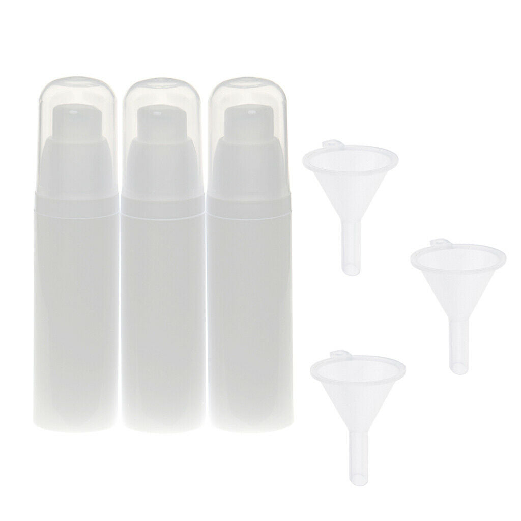 3 Pieces 30ml Empty Refillable Airless Lotion Pump Cosmetic Bottle 3 Funnels