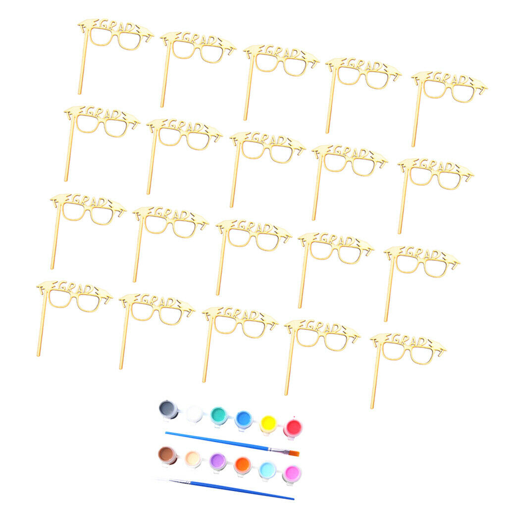 10 Pieces Graduation   GRAD Glasses Party Photo Booth Prop MDF DIY Craft