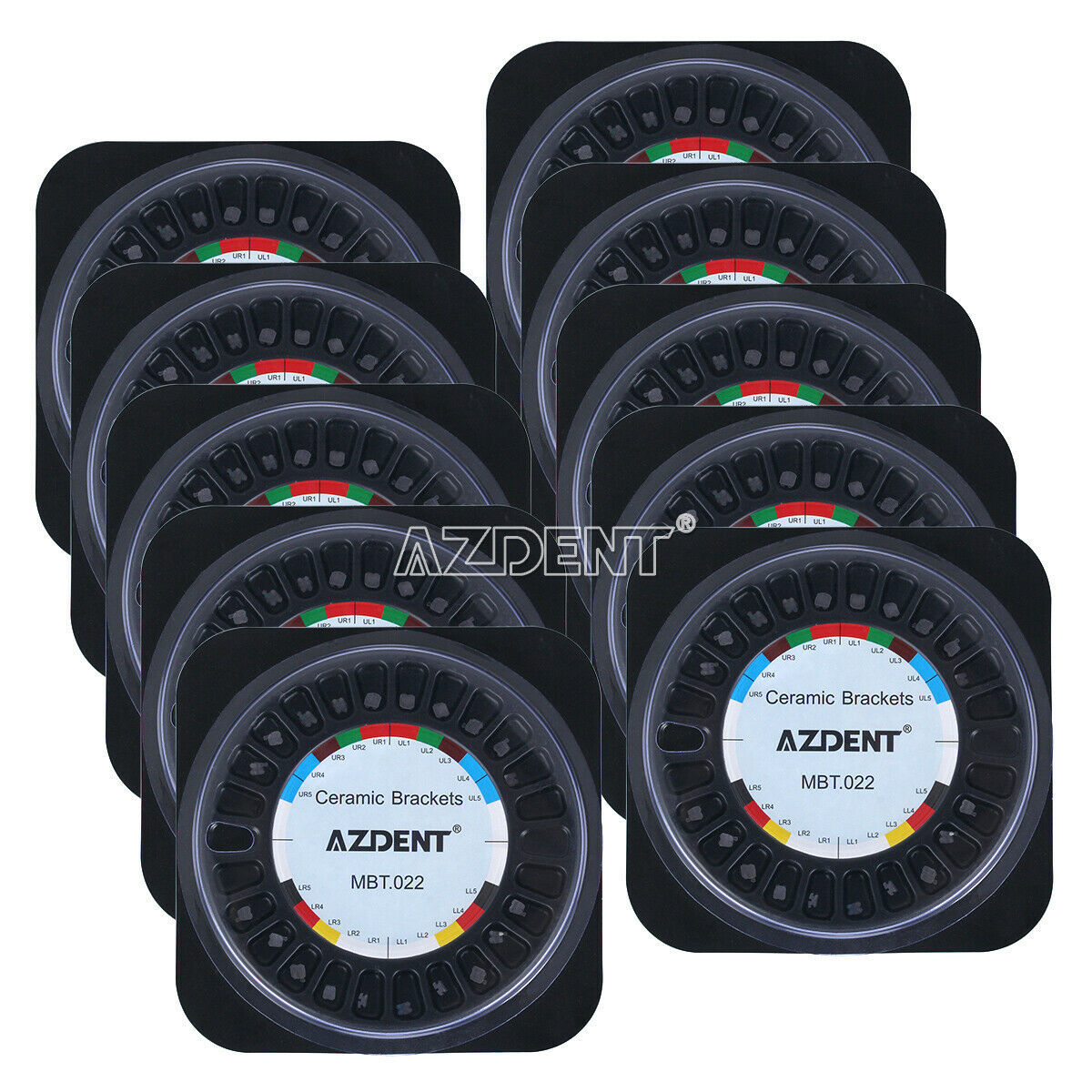 5 Kits Dental Orthodontics Ceramic Brackets 5x5 MBT Slot.022 Hooks 3-4-5 AZDENT