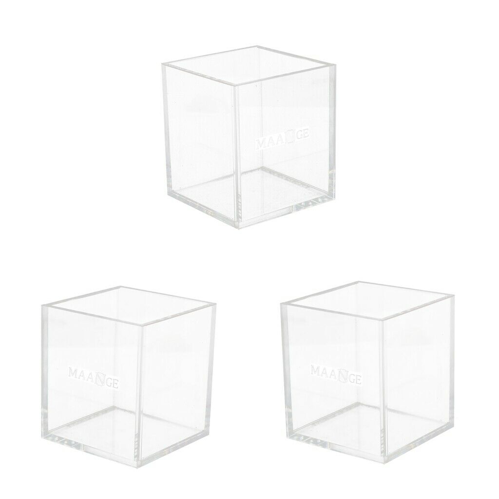 3 Pcs Acrylic Cosmetic Organiser Brush Holder Pencil Makeup Storage Case Box