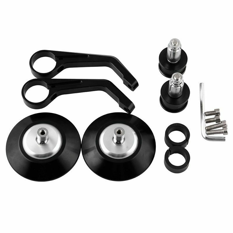 2x Motorcycle Scooter Bike Rear View Handlebar End Plug Mirrors Black Round L&R
