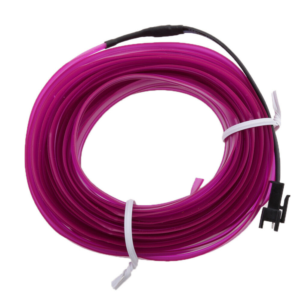 5M Neon LED Light Car Glow EL Wire Strip Rope Tube + Inverter - Purple