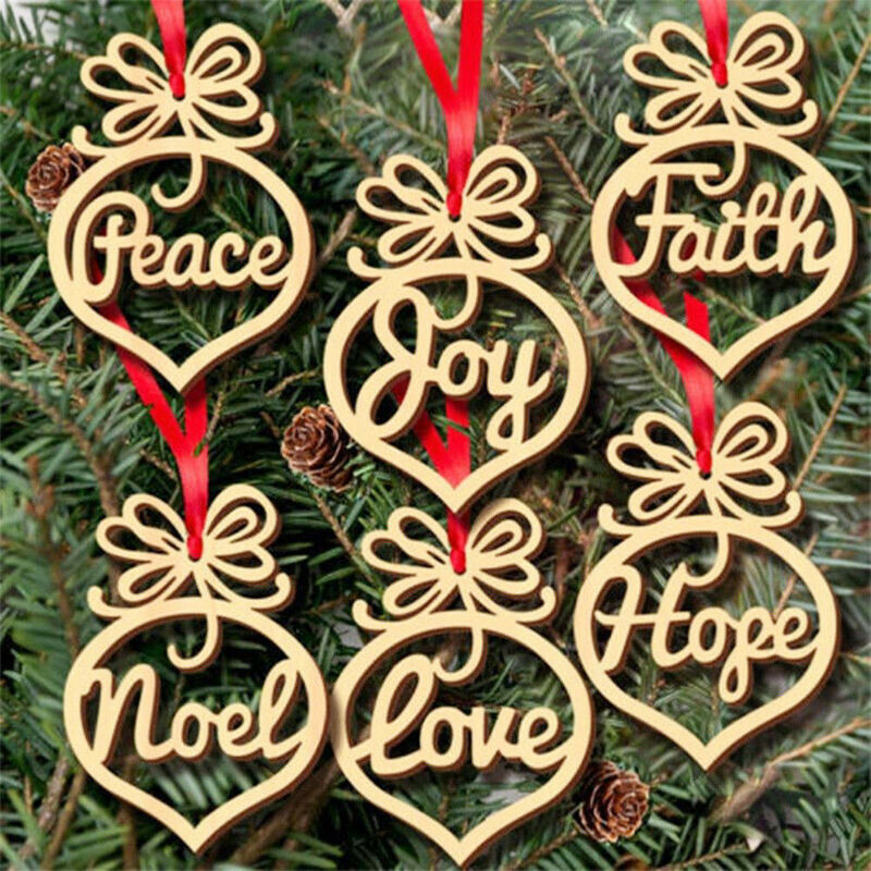 6 pieces wooden Christmas label Christmas ornaments Christmas party decorat KX