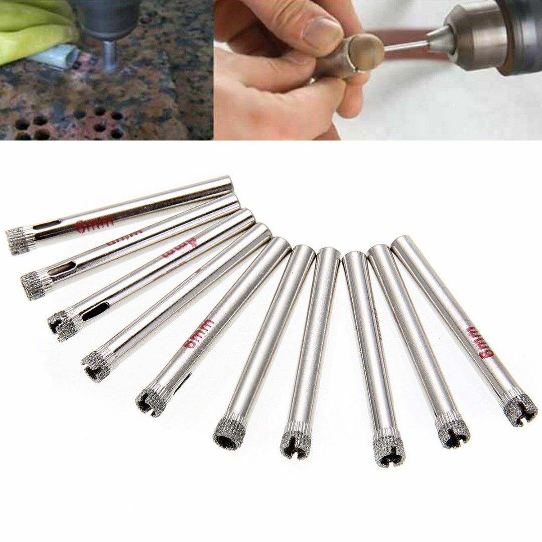 10PCS 6mm Diamond Holesaw Tile Glass Slate Porcelain Marble Drill Bits Tool