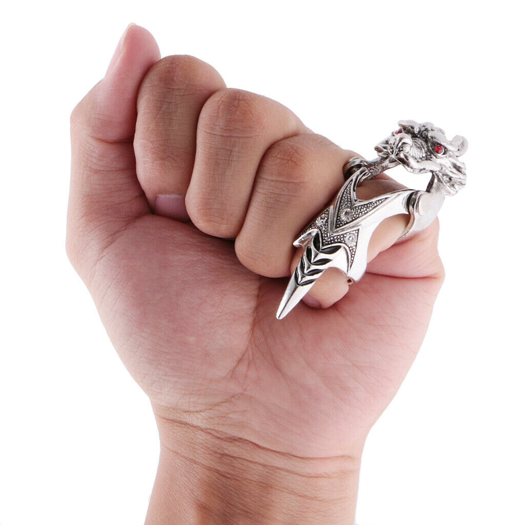 Retro Style Dragon Head Red Crystal Eye Rings Women Men Gothic Rapper Band
