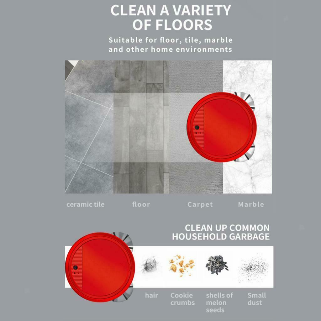 3.7V Smart Robot Vacuum Cleaner Sweeping Robot Machine for Pet Hair  Red
