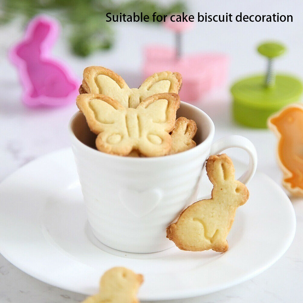4Pcs/Set Butterfly Rabbit Chick Easter Egg Shape Cookie Cutter Biscuit Cake Mold