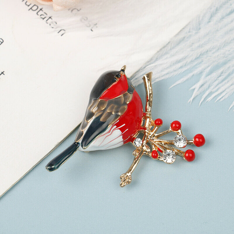 Red Bird Brooch Quality Enamel Ainmal Brooches New Year Designer Jewelry G LpDF