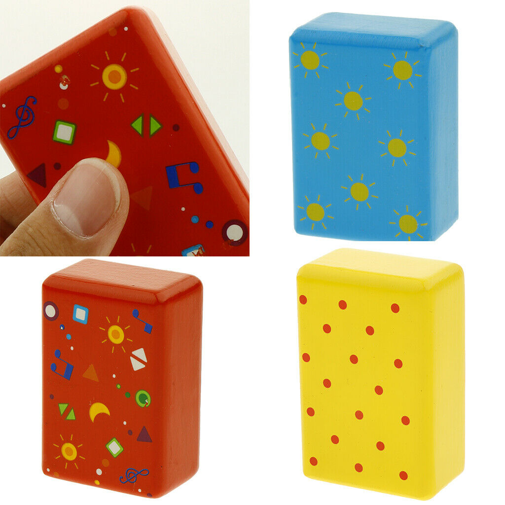 Wooden Cuboid Shaker Rattle for Baby Kids Early Developmental Toys Blue