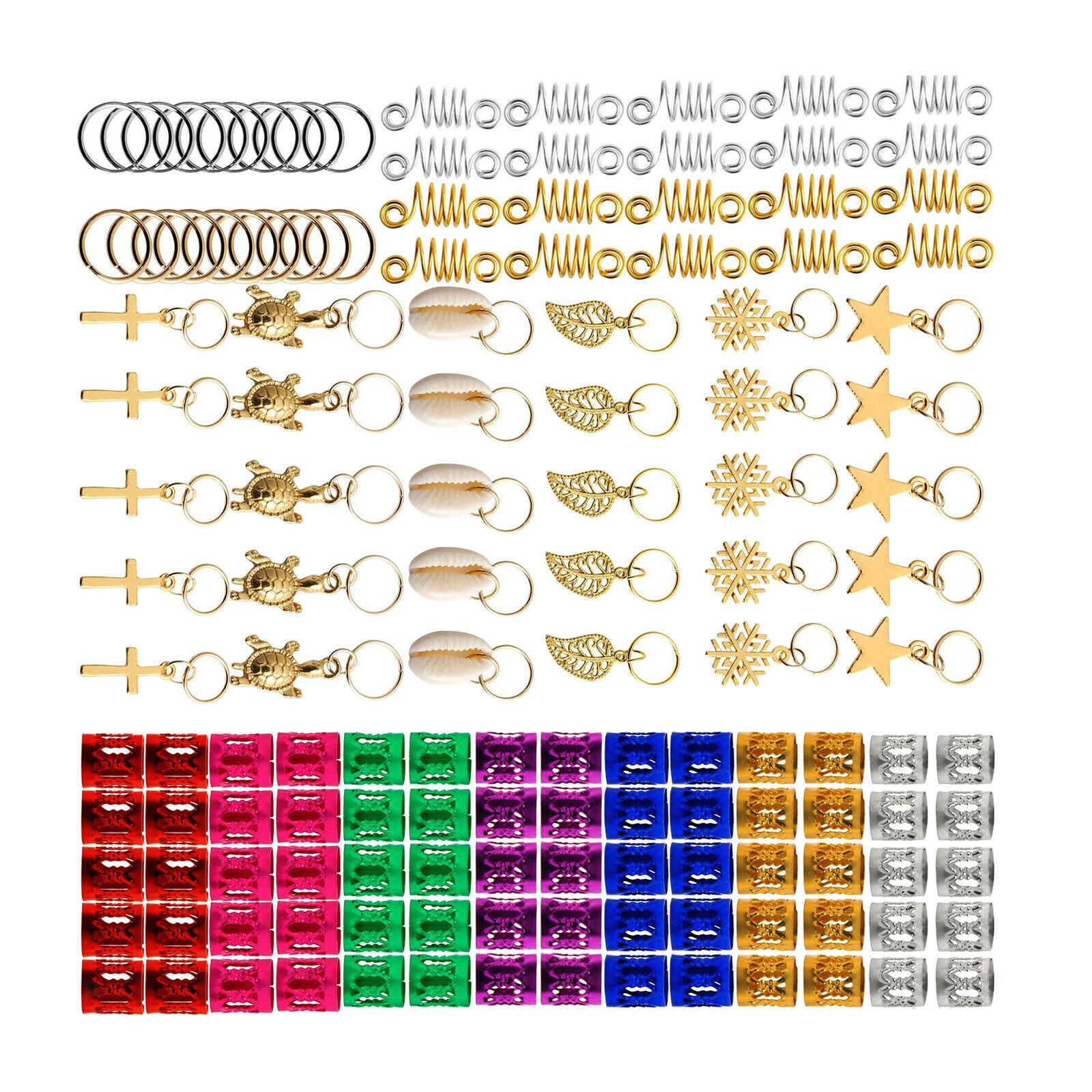 140 Pieces Dreadlock Jewelry Aluminum Dreadlocks Beads Metal Hair Cuffs Hair