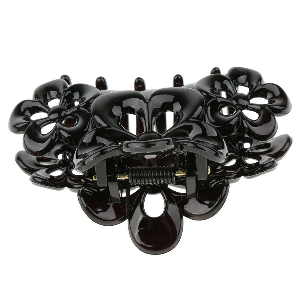 Crystal Flower Large Hair Clip Claw Clasp Hairpin Clamp for Women Girl Black