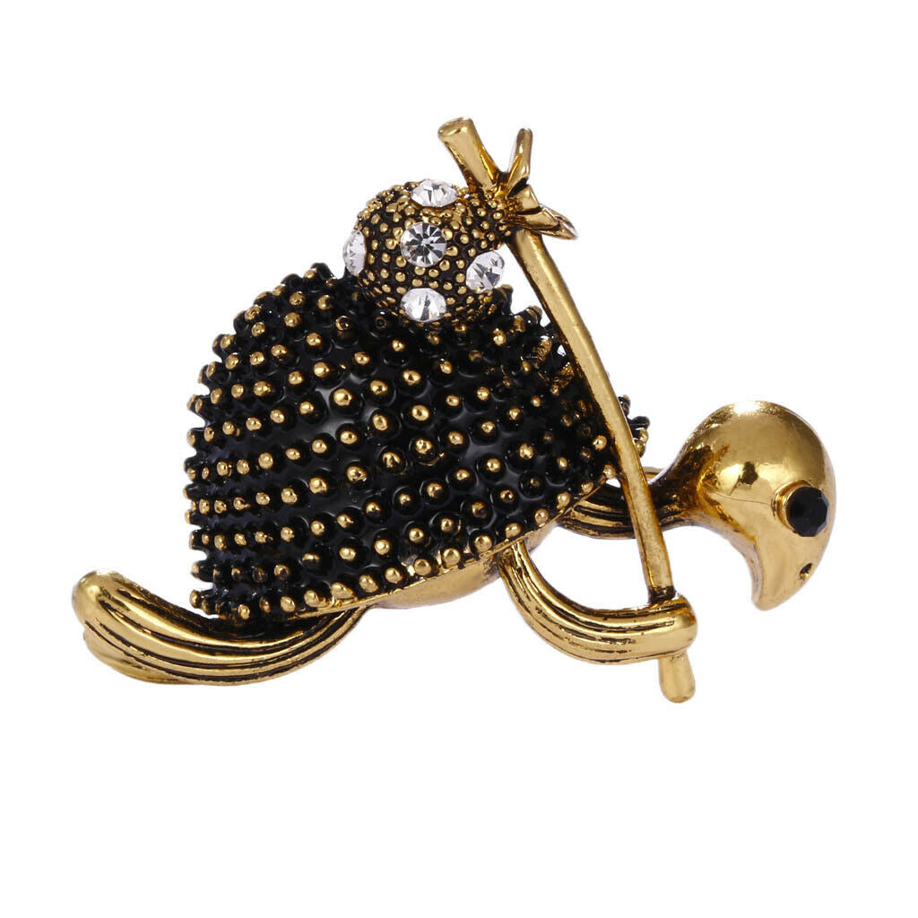 Shiny Rhinestone Turtle Brooch Pin Unisex Corsage Clips Collar Tips Pendant