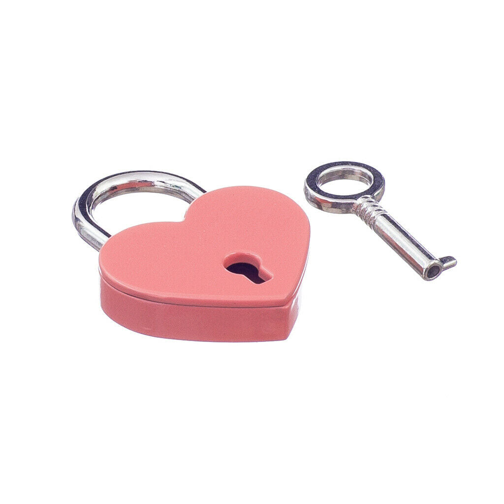 Mini Heart Shape Lock Key Set for Jewelry Box Luggage Collectibles Gift Pink