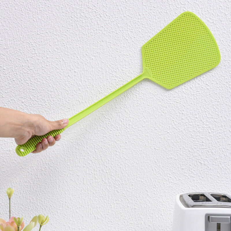 Fly Swatter 10Pack Manual Swat Pest Control Long Handle Swatter Plastic Fly A9H2