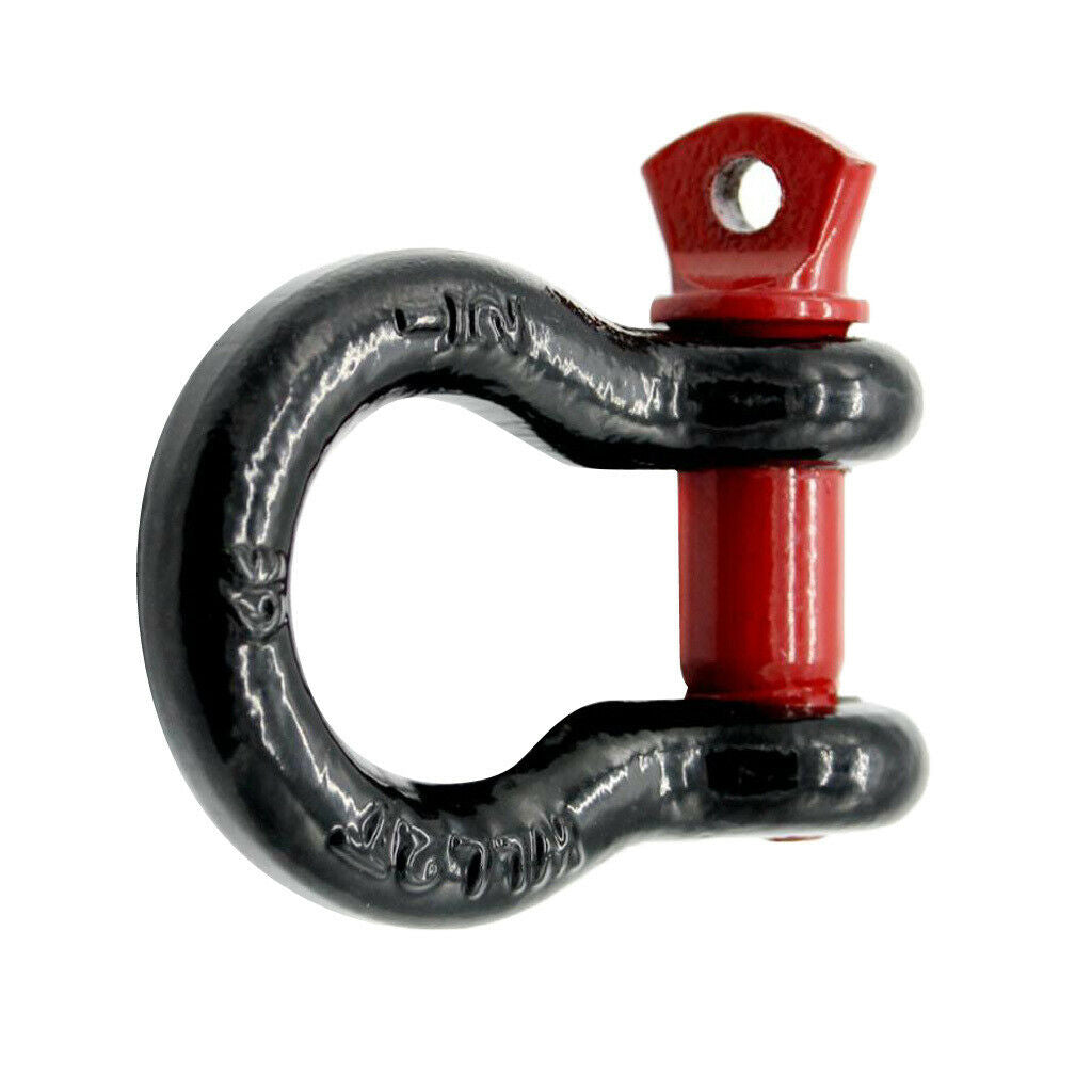 3/4" 2 Ton Univerial Car Tow Trailer Hook D-Rings Bow Shackle Red Black