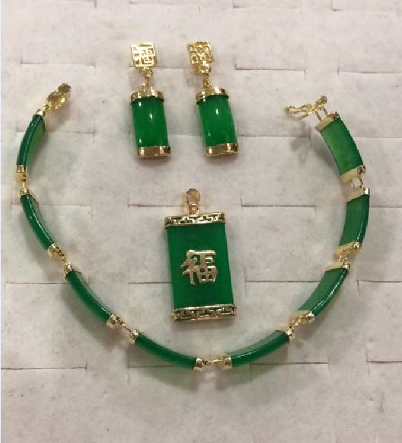 New - fashion beautiful green jade jewelry set AAA