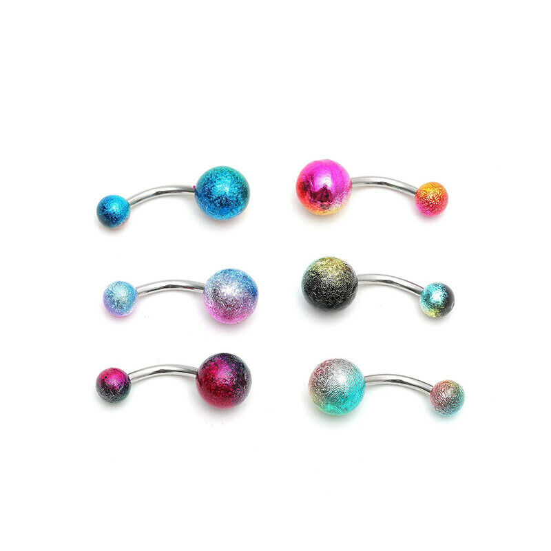 6Pcs Colorful Acrylic Belly Bars Pircing Navel Ring Stud Piercing Sexy Jewe XC