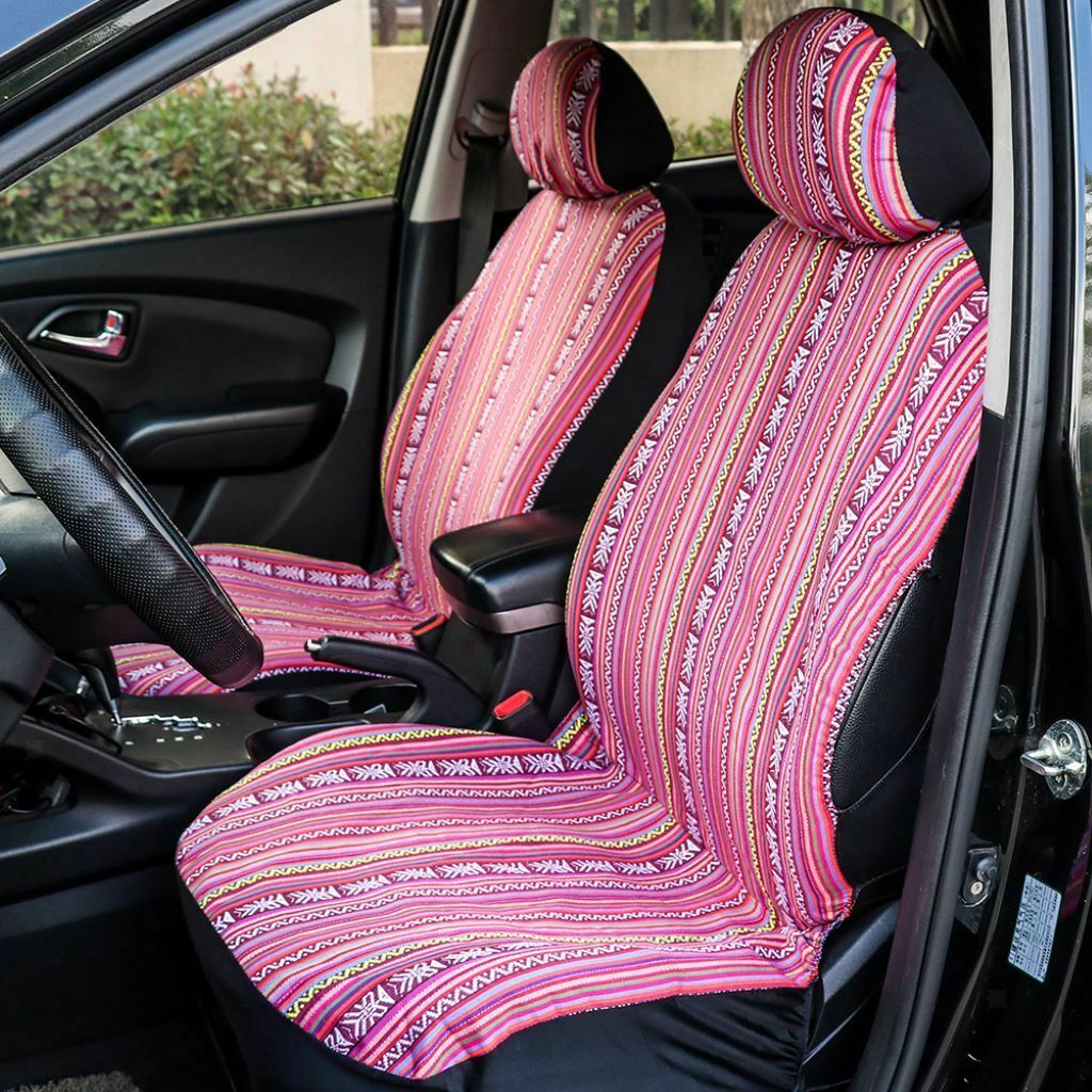 Set of 4 Colorful Front Seat Covers Protectors Headrest Pink for Girls