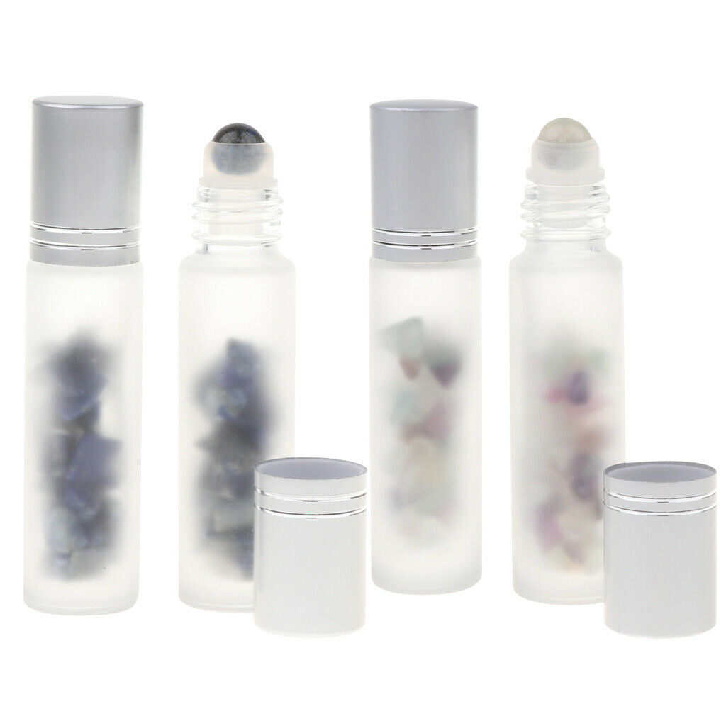 Pack of 4PCS, Refill Empty Crystal Jade Glass Perfume Roller Ball Bottles Vials,