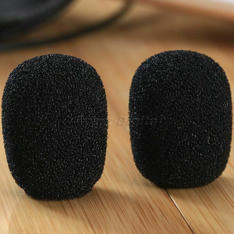 25x6mm Black Mini Microphone Headset Windscreen Foam Headphone Mic Cover Caps