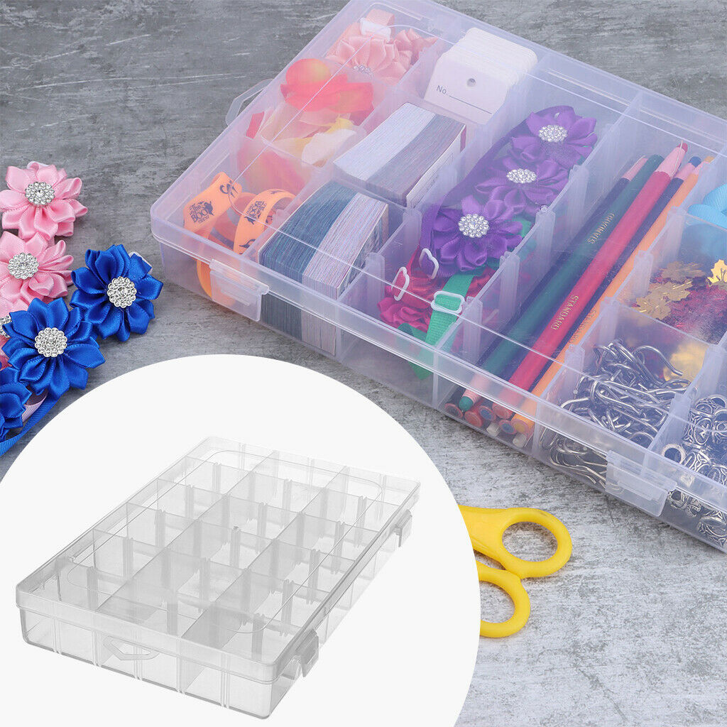 18 Grids Clear Plastic Jewelry Box Organizer Storage Container with Removable
