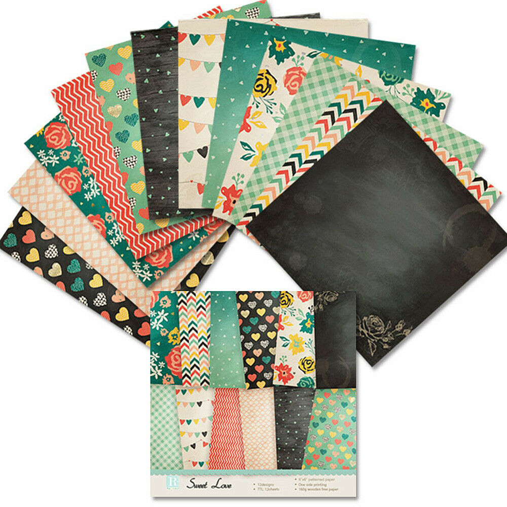 12x 6" Sweet Love DIY Photo Album Junk Journal Craft Paper Card Single-side Hot