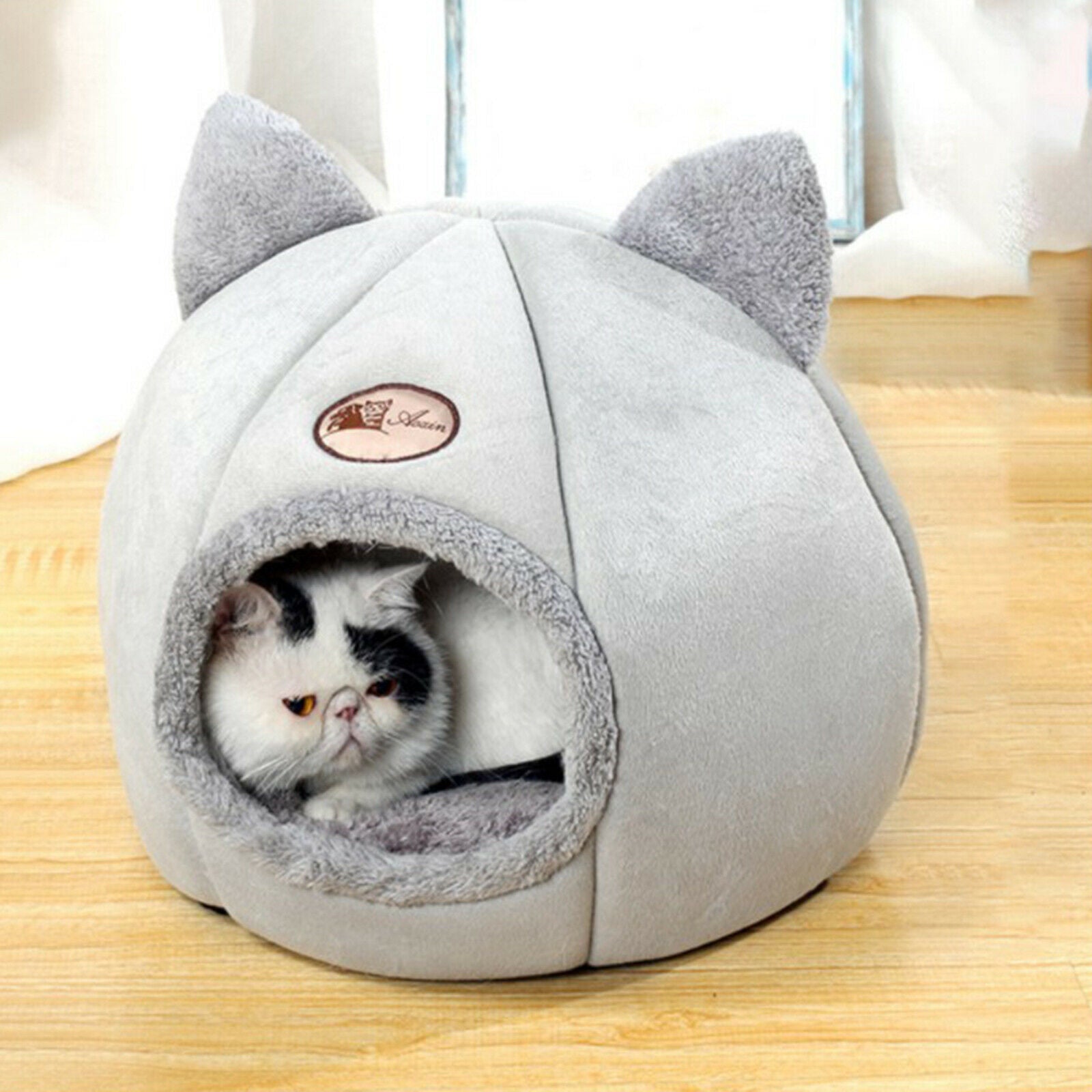 2X Pet Nest Dog Cat Bed Puppy Warm Cushion Sleeping Cave Kennel Canopy L 36CM