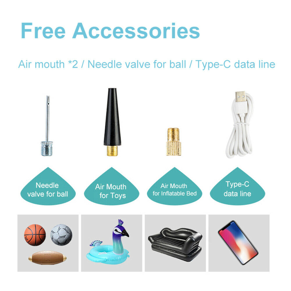 Auto Air Compressor LED Light 150PSI Electric Wireless Tire Inflator Air Pump