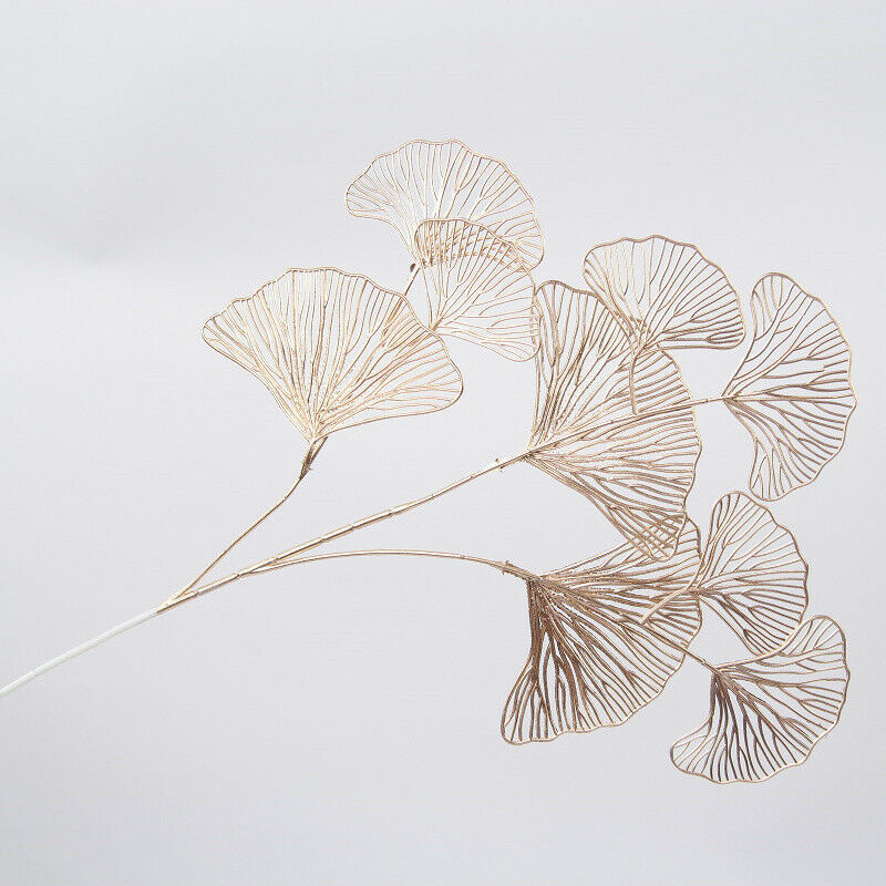 1PCS Golden decorative flower ginkgo leaf plastic leaf wood festival deco.l8