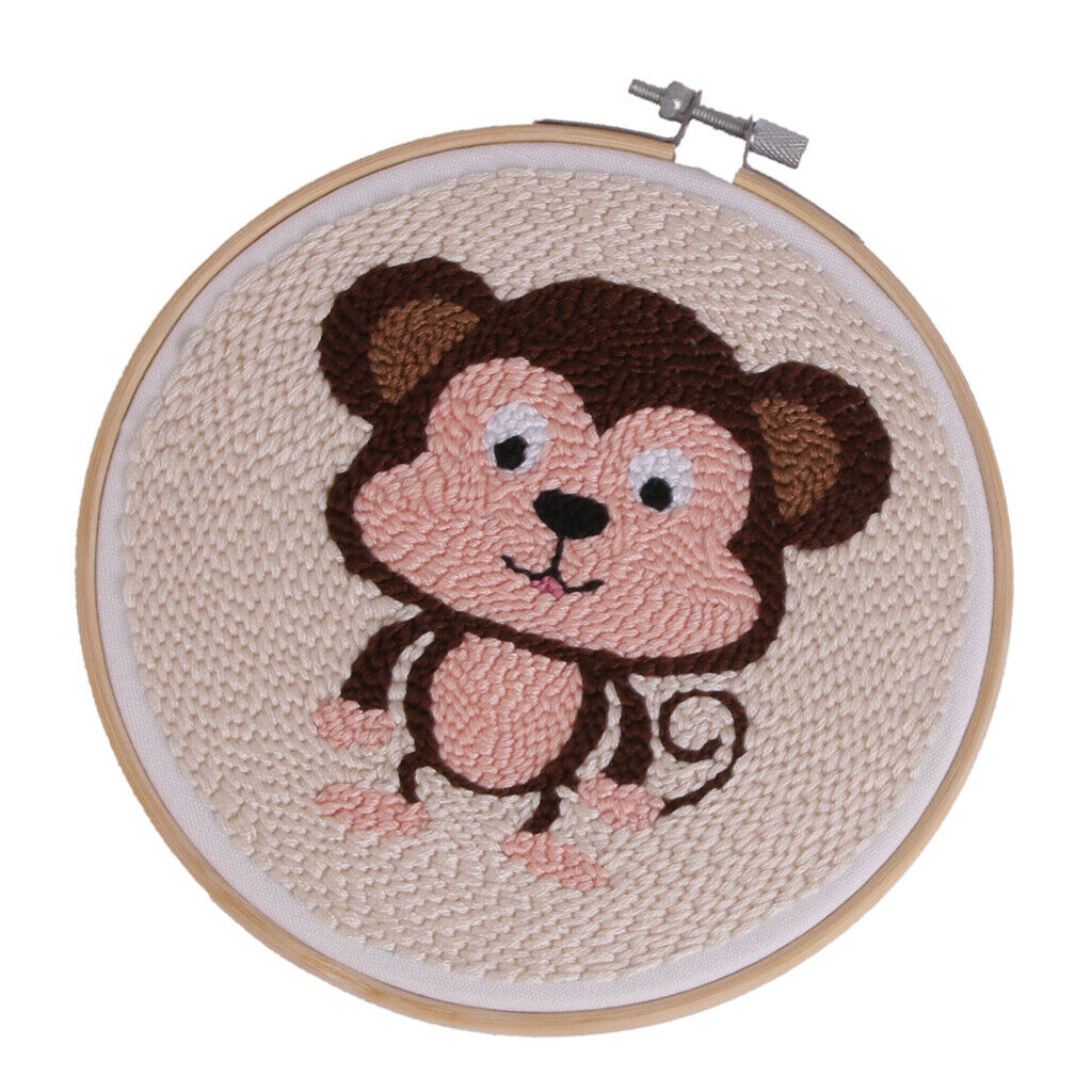 2Set DIY Animal Punch Embroidery Kits Handcraft w/ 15cm Hoop for Adults Kids