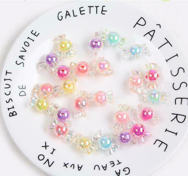 50pcs Acrylic Rainbow Color Candy Beads For Jewelry Making DIY Necklace Crafts
