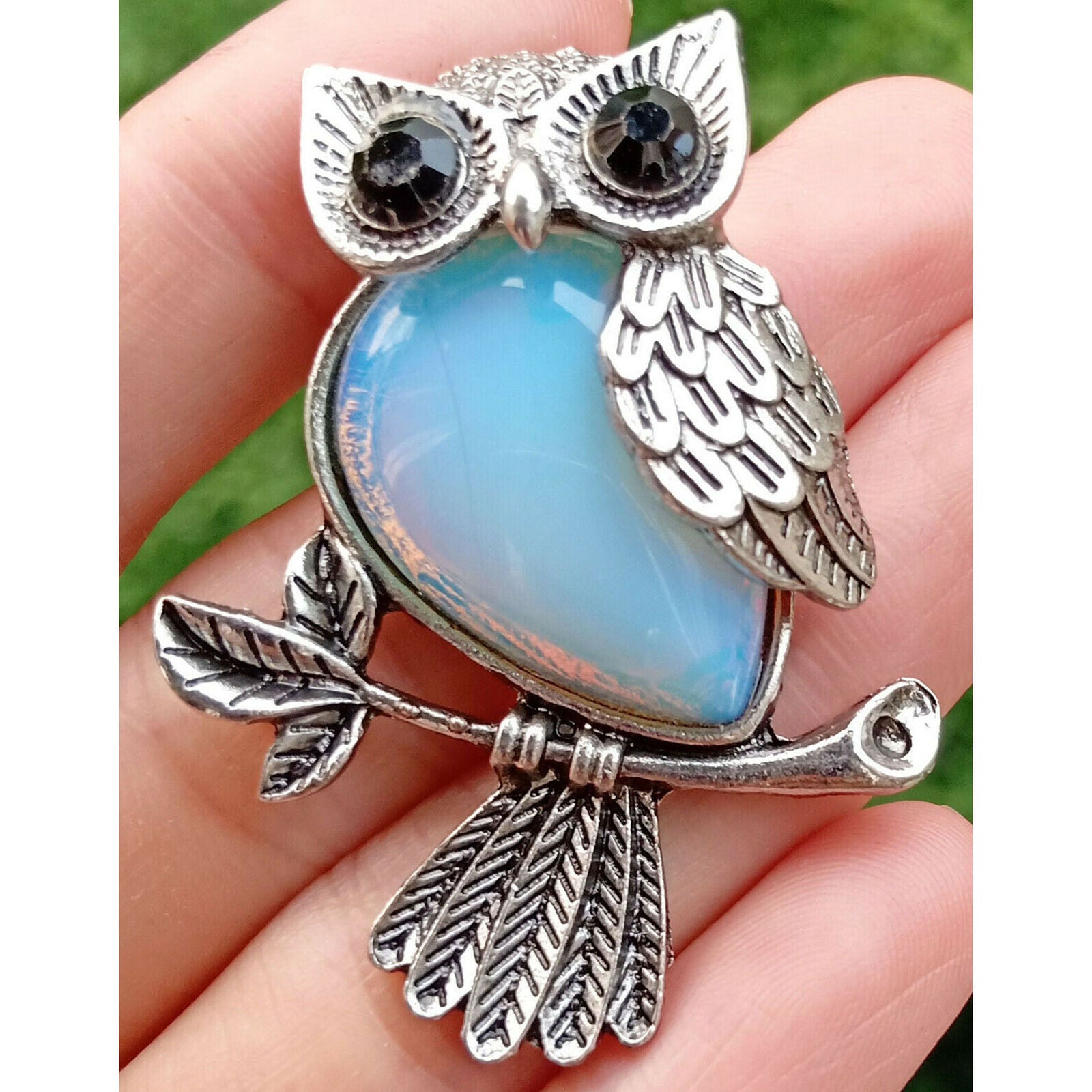 Opal Stone Owl Pendant Chakra Reiki Healing Amulet Energy