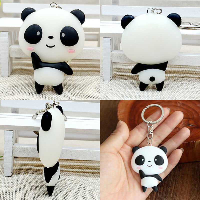 Keyring Keychains Cartoon Lovely Panda Silicone Bag Phone Pendant Double Sided