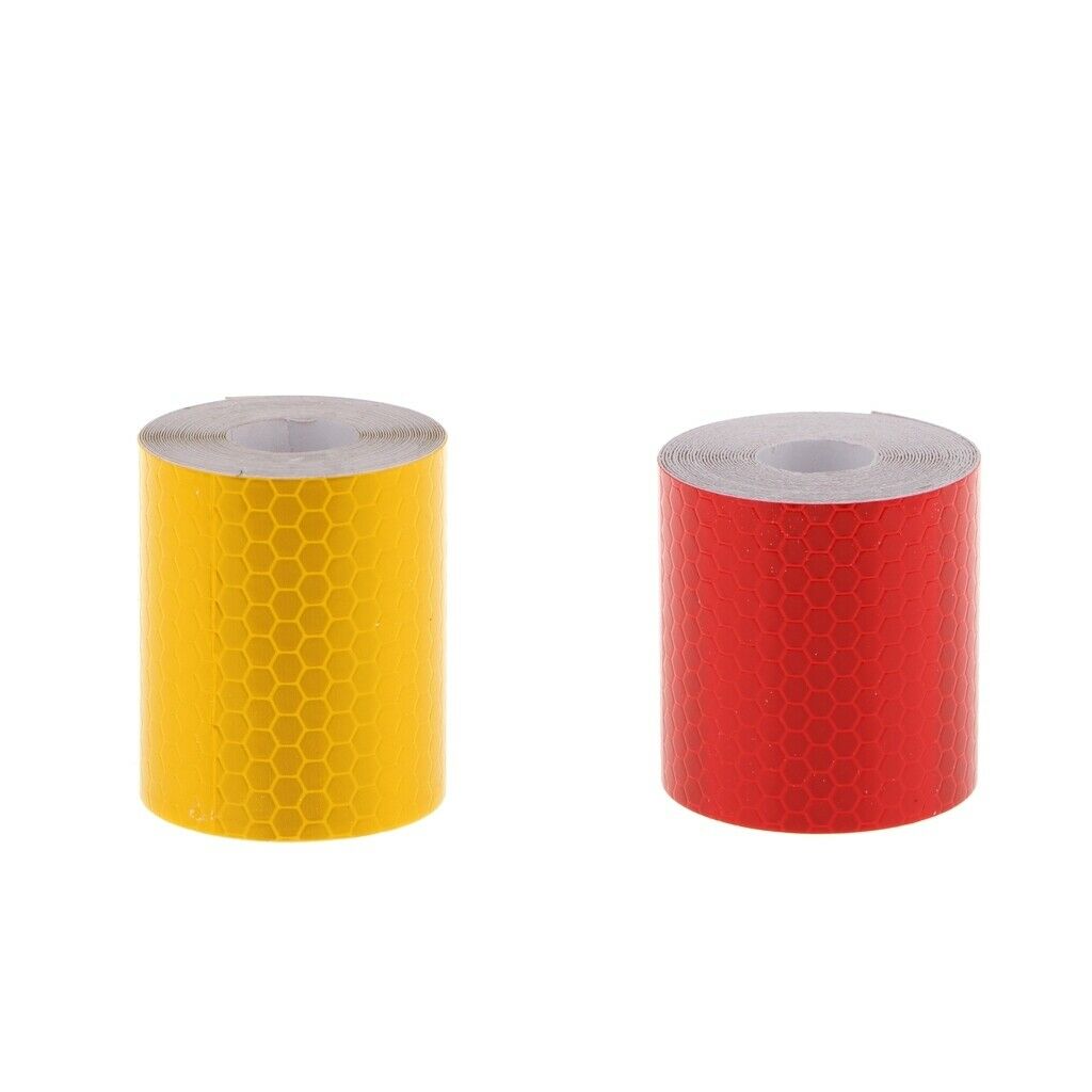 2 Pcs 2 inch X 10ft Reflective Tape Yellow Red Safety Warning Stickers -