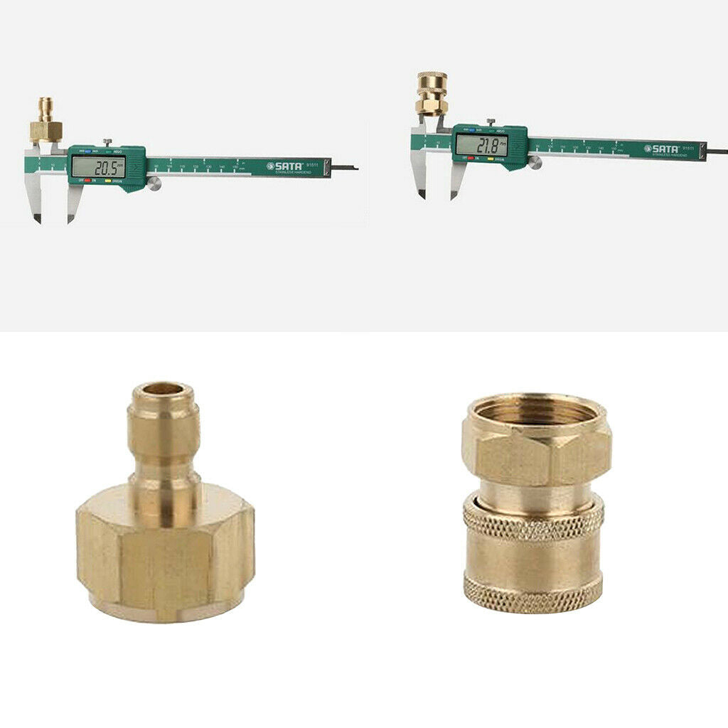 2pcs Brass Pressure Washer Garden Hose Quick Adaptor M22 Male to M22 Female