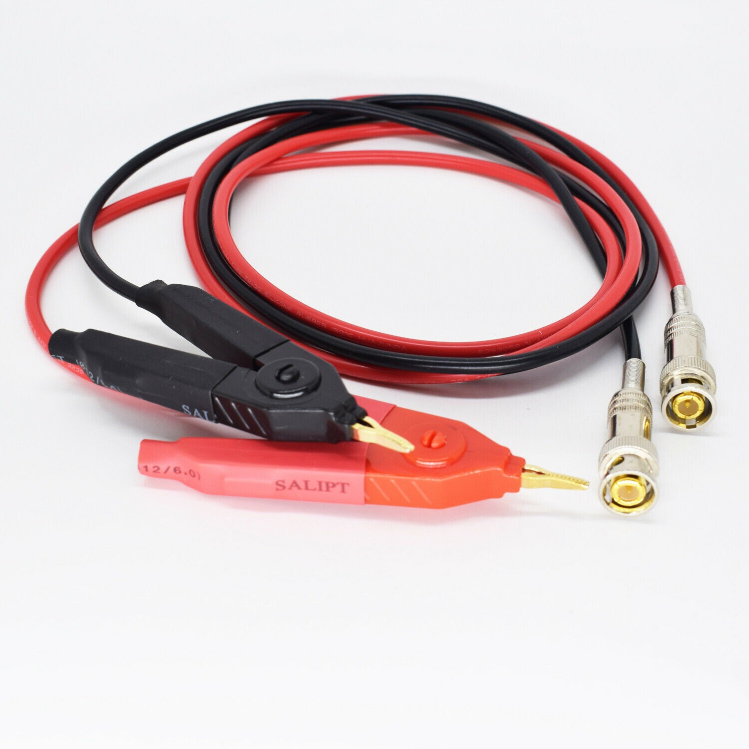 1pair 1.2M/4FT BNC Male To Kelvin Clip for LCR Meter Probe Test Cable R+B