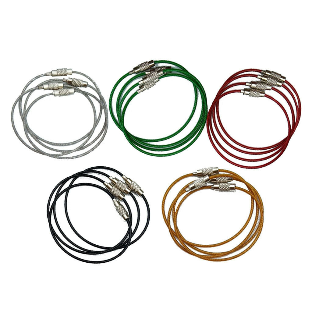 20Pcs Stainless Steel Wire Keychain Rings Cable Loops 5cm Loop Reusable