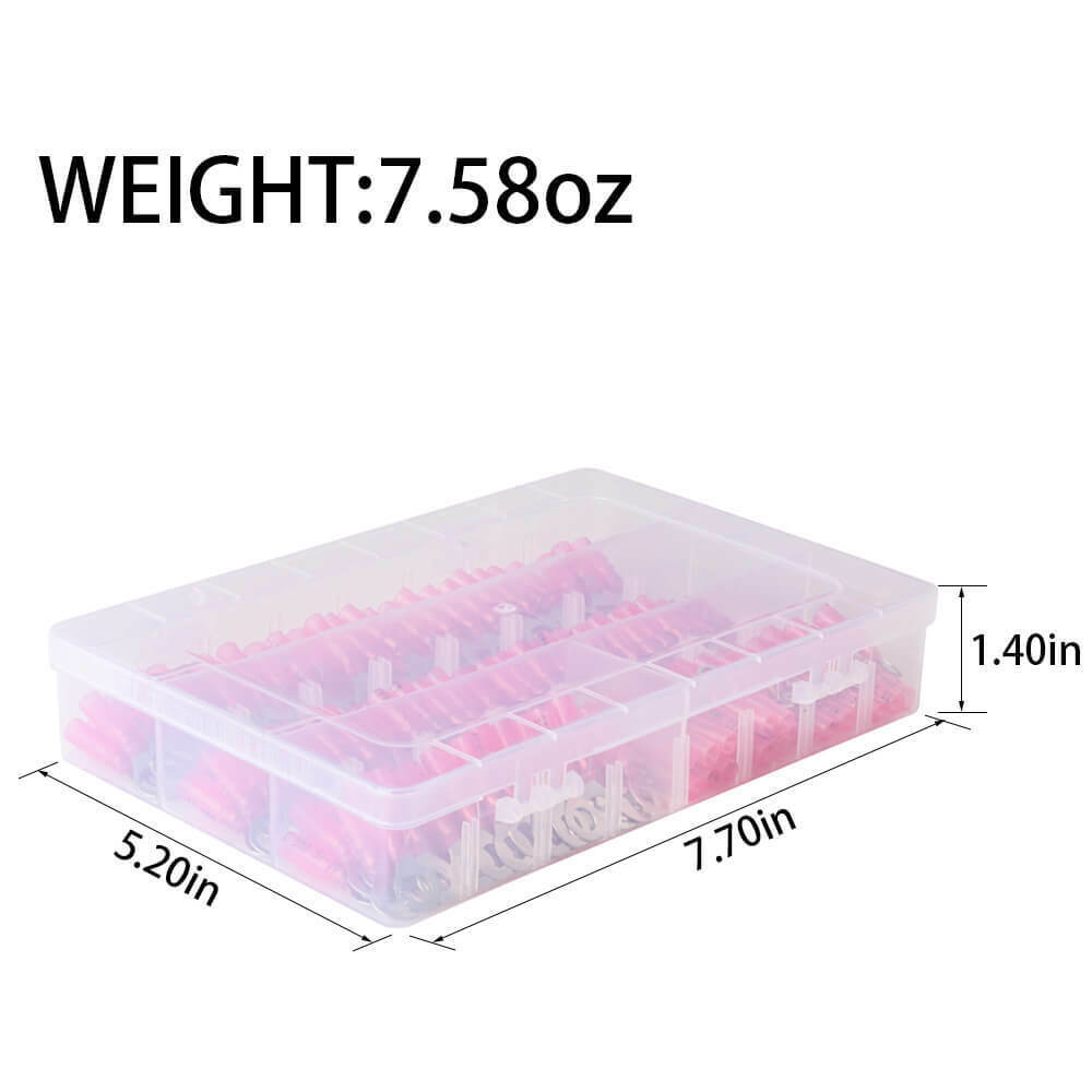 200pcs Red 22-18 GAHeat Shrink Ring Terminal Connector #8 Crimp Wire 4 Sizes