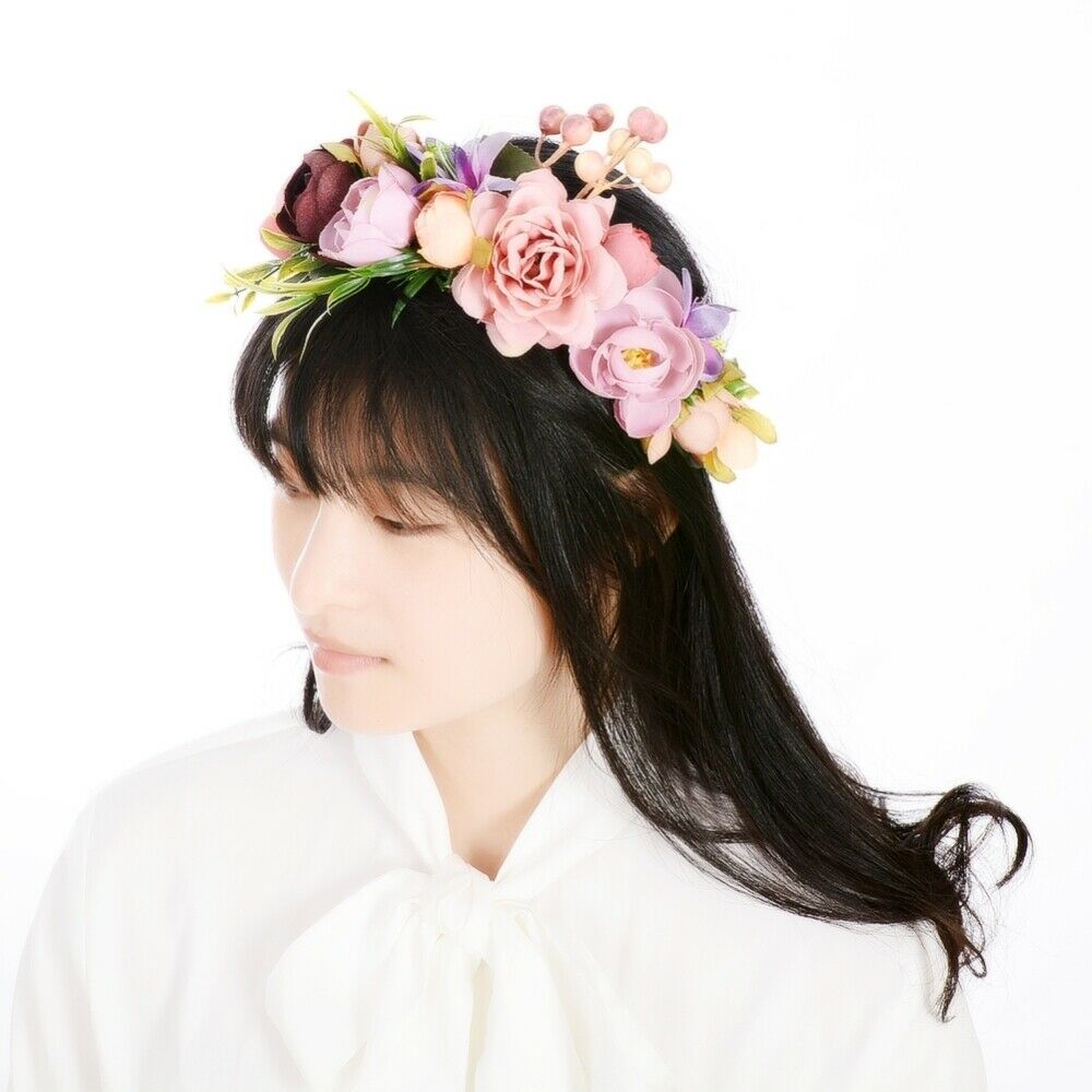 Womens Bridesmaid Flower Headband Wedding Beach Garland Floral Wreath Hairband
