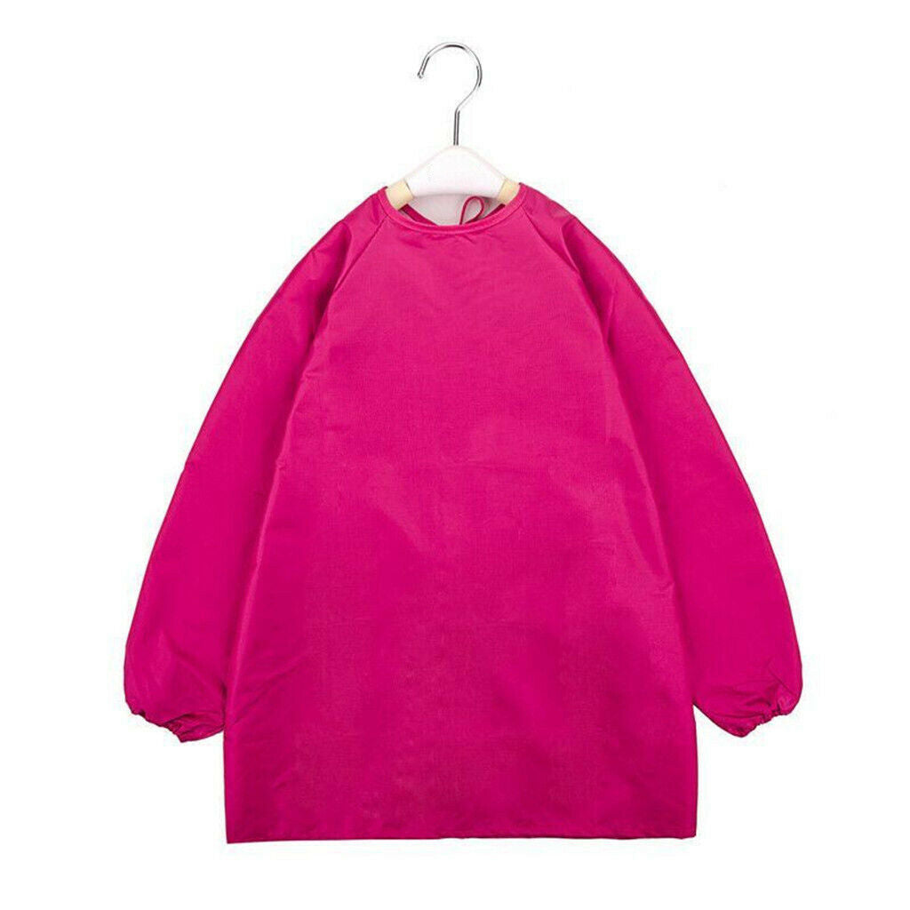 Kids Apron Long Sleeve Waterproof Smock for Painting Drawing S/M/L Rose M