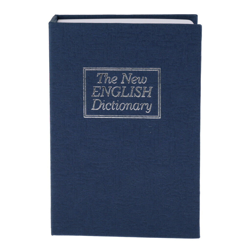 Small Hidden Dictionary Book Travel with Key Metal Piggy Bank Money Box Blue