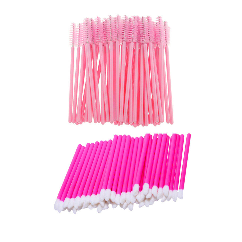 50 Pieces Disposable Lip Gloss Brushes + 50 Pieces Eyelash Mascara Wands