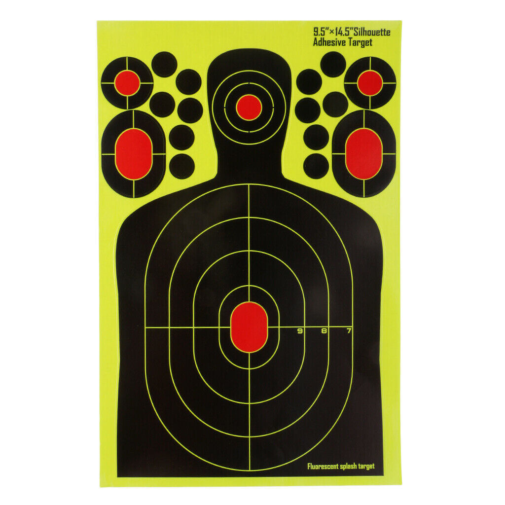 10x Silhouette Shooting Range Paper Target Reactive Splatter Adhesive Target